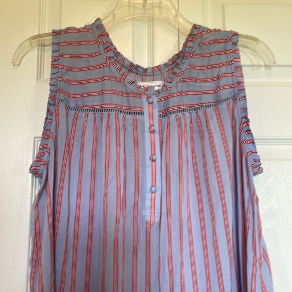 Women’s Liz Claiborne XXL sleeveless top Ruffled arm holes 4 buttons lightweight